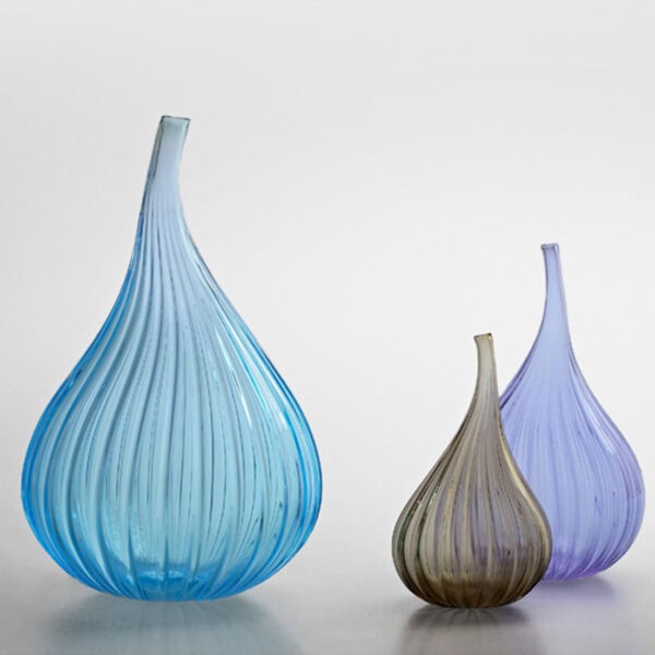 SALVATI , Vase Drops aquamarin blau big